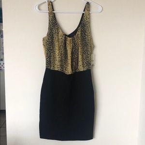 Guess Leopard Print and Black Bodycon Dress